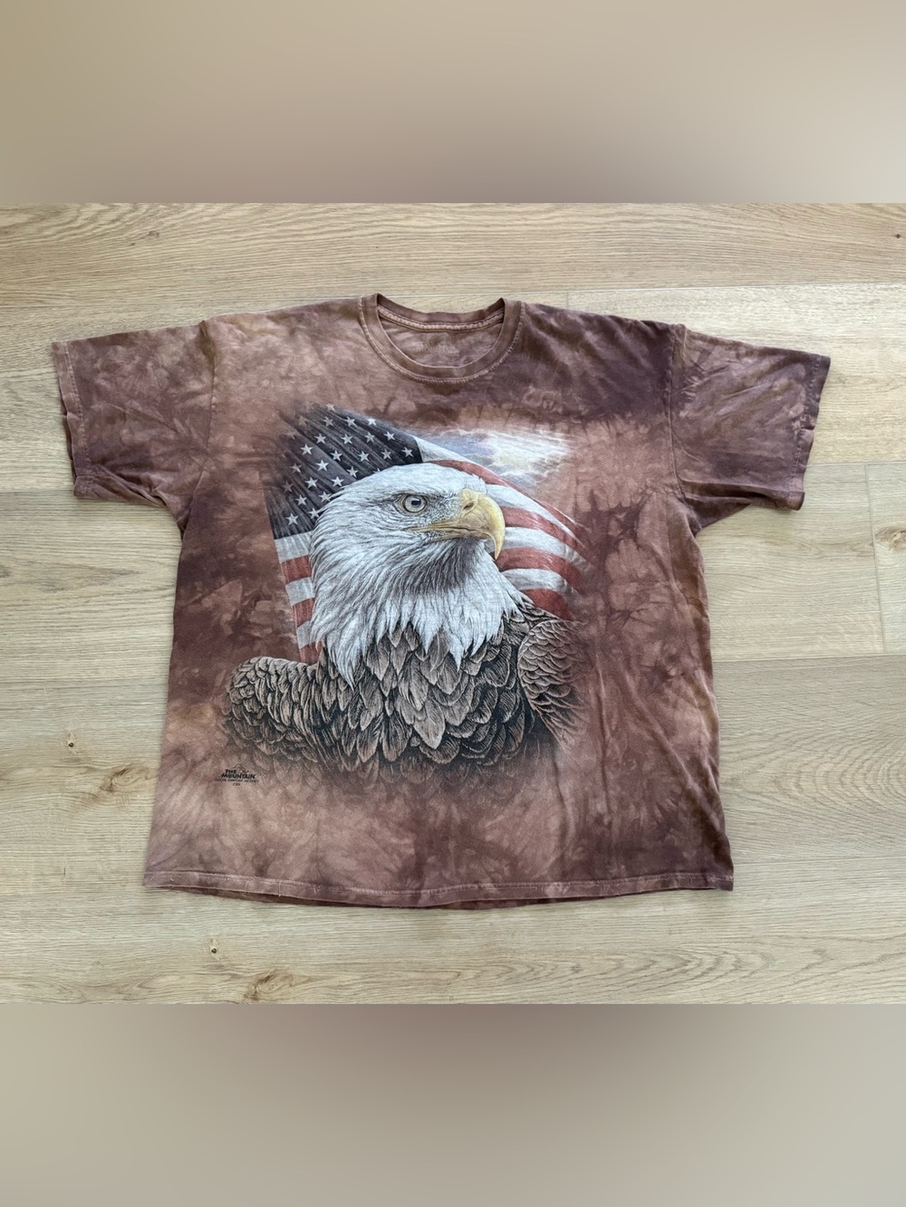 The Mountain His Dominance Bald Eagle American Flag Tie Dye T-Shirt XL